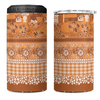 Hawaiian Hibiscus Honu 4 in 1 Can Cooler Tumbler Gold Mele Kalikimaka Palaka Spirit - Polynesian Pride