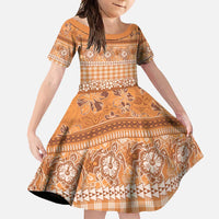 Hawaiian Hibiscus Honu Family Matching Mermaid Dress and Hawaiian Shirt Gold Mele Kalikimaka Palaka Spirit LT9 Daughter's Dress Gold - Polynesian Pride