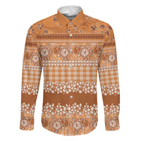Hawaiian Hibiscus Honu Family Matching Off The Shoulder Long Sleeve Dress and Hawaiian Shirt Gold Mele Kalikimaka Palaka Spirit LT9 Dad's Shirt - Long Sleeve Gold - Polynesian Pride