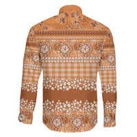 Hawaiian Hibiscus Honu Family Matching Off The Shoulder Long Sleeve Dress and Hawaiian Shirt Gold Mele Kalikimaka Palaka Spirit LT9 - Polynesian Pride