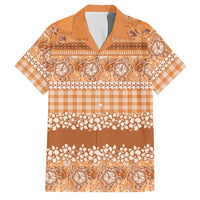 Hawaiian Hibiscus Honu Family Matching Off Shoulder Short Dress and Hawaiian Shirt Gold Mele Kalikimaka Palaka Spirit LT9 Dad's Shirt - Short Sleeve Gold - Polynesian Pride
