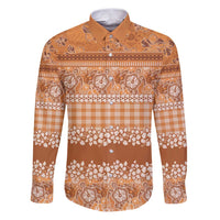 Hawaiian Hibiscus Honu Family Matching Puletasi and Hawaiian Shirt Gold Mele Kalikimaka Palaka Spirit LT9 Dad's Shirt - Long Sleeve Gold - Polynesian Pride