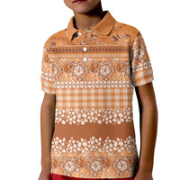Hawaiian Hibiscus Honu Kid Polo Shirt Gold Mele Kalikimaka Palaka Spirit - Polynesian Pride