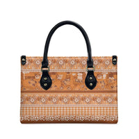 Hawaiian Hibiscus Honu Leather Bag Gold Mele Kalikimaka Palaka Spirit - Polynesian Pride