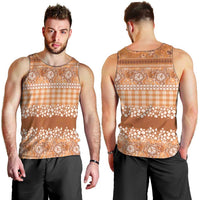Hawaiian Hibiscus Honu Men Tank Top Gold Mele Kalikimaka Palaka Spirit - Polynesian Pride