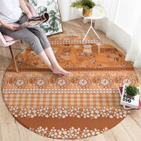 Hawaiian Hibiscus Honu Round Carpet Gold Mele Kalikimaka Palaka Spirit - Polynesian Pride