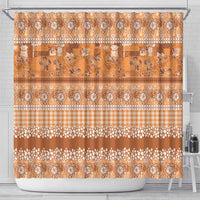 Hawaiian Hibiscus Honu Shower Curtain Gold Mele Kalikimaka Palaka Spirit - Polynesian Pride