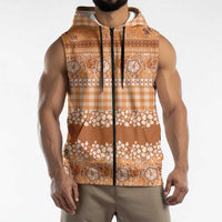 Hawaiian Hibiscus Honu Sleeveless Zip Hoodie Gold Mele Kalikimaka Palaka Spirit LT9 - Polynesian Pride