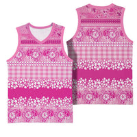 Hawaiian Hibiscus Honu Basketball Jersey Pink Mele Kalikimaka Palaka Spirit - Polynesian Pride