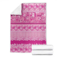 Hawaiian Hibiscus Honu Blanket Pink Mele Kalikimaka Palaka Spirit - Polynesian Pride