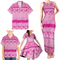 Hawaiian Hibiscus Honu Family Matching Tank Maxi Dress and Hawaiian Shirt Pink Mele Kalikimaka Palaka Spirit - Polynesian Pride