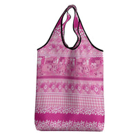 Hawaiian Hibiscus Honu Grocery Bag Pink Mele Kalikimaka Palaka Spirit - Polynesian Pride