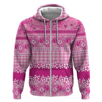 Hawaiian Hibiscus Honu Hoodie Pink Mele Kalikimaka Palaka Spirit - Polynesian Pride