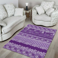 Hawaiian Hibiscus Honu Area Rug Purple Mele Kalikimaka Palaka Spirit - Polynesian Pride