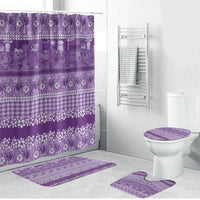 Hawaiian Hibiscus Honu Bathroom Set Purple Mele Kalikimaka Palaka Spirit - Polynesian Pride