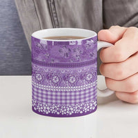 Hawaiian Hibiscus Honu Ceramic Mug Purple Mele Kalikimaka Palaka Spirit - Polynesian Pride