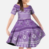 Hawaiian Hibiscus Honu Family Matching Long Sleeve Bodycon Dress and Hawaiian Shirt Purple Mele Kalikimaka Palaka Spirit - Polynesian Pride