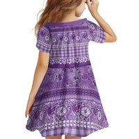 Hawaiian Hibiscus Honu Family Matching Long Sleeve Bodycon Dress and Hawaiian Shirt Purple Mele Kalikimaka Palaka Spirit - Polynesian Pride