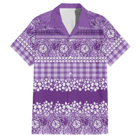 Hawaiian Hibiscus Honu Family Matching Long Sleeve Bodycon Dress and Hawaiian Shirt Purple Mele Kalikimaka Palaka Spirit - Polynesian Pride