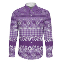 Hawaiian Hibiscus Honu Family Matching Long Sleeve Bodycon Dress and Hawaiian Shirt Purple Mele Kalikimaka Palaka Spirit - Polynesian Pride