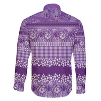 Hawaiian Hibiscus Honu Family Matching Long Sleeve Bodycon Dress and Hawaiian Shirt Purple Mele Kalikimaka Palaka Spirit - Polynesian Pride