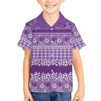 Hawaiian Hibiscus Honu Family Matching Long Sleeve Bodycon Dress and Hawaiian Shirt Purple Mele Kalikimaka Palaka Spirit - Polynesian Pride