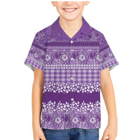 Hawaiian Hibiscus Honu Family Matching Mermaid Dress and Hawaiian Shirt Purple Mele Kalikimaka Palaka Spirit - Polynesian Pride