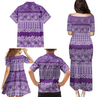 Hawaiian Hibiscus Honu Family Matching Puletasi and Hawaiian Shirt Purple Mele Kalikimaka Palaka Spirit - Polynesian Pride