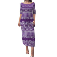 Hawaiian Hibiscus Honu Family Matching Puletasi and Hawaiian Shirt Purple Mele Kalikimaka Palaka Spirit LT9 Purple - Polynesian Pride