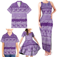 Hawaiian Hibiscus Honu Family Matching Tank Maxi Dress and Hawaiian Shirt Purple Mele Kalikimaka Palaka Spirit - Polynesian Pride