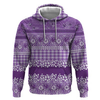 Hawaiian Hibiscus Honu Hoodie Purple Mele Kalikimaka Palaka Spirit - Polynesian Pride