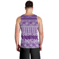 Hawaiian Hibiscus Honu Men Tank Top Purple Mele Kalikimaka Palaka Spirit - Polynesian Pride