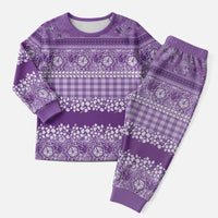 Hawaiian Hibiscus Honu Christmas Pajama Set Purple Mele Kalikimaka Palaka Spirit - Polynesian Pride