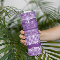 Hawaiian Hibiscus Honu Skinny Tumbler Purple Mele Kalikimaka Palaka Spirit - Polynesian Pride