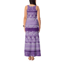 Hawaiian Hibiscus Honu Tank Maxi Dress Purple Mele Kalikimaka Palaka Spirit - Polynesian Pride