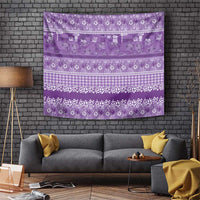 Hawaiian Hibiscus Honu Tapestry Purple Mele Kalikimaka Palaka Spirit - Polynesian Pride