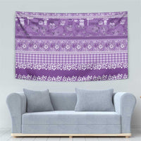 Hawaiian Hibiscus Honu Tapestry Purple Mele Kalikimaka Palaka Spirit - Polynesian Pride