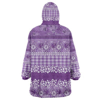 Hawaiian Hibiscus Honu Wearable Blanket Hoodie Purple Mele Kalikimaka Palaka Spirit - Polynesian Pride