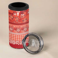 Hawaiian Hibiscus Honu 4 in 1 Can Cooler Tumbler Red Mele Kalikimaka Palaka Spirit - Polynesian Pride