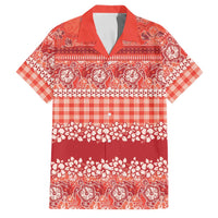 Hawaiian Hibiscus Honu Family Matching Off Shoulder Maxi Dress and Hawaiian Shirt Red Mele Kalikimaka Palaka Spirit LT9 Dad's Shirt - Short Sleeve Red - Polynesian Pride