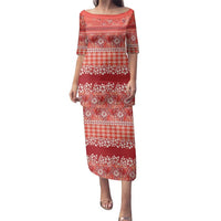 Hawaiian Hibiscus Honu Family Matching Puletasi and Hawaiian Shirt Red Mele Kalikimaka Palaka Spirit - Polynesian Pride