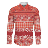 Hawaiian Hibiscus Honu Family Matching Summer Maxi Dress and Hawaiian Shirt Red Mele Kalikimaka Palaka Spirit LT9 Dad's Shirt - Long Sleeve Red - Polynesian Pride