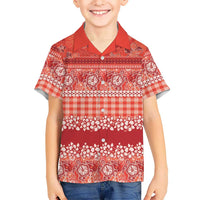 Hawaiian Hibiscus Honu Family Matching Tank Maxi Dress and Hawaiian Shirt Red Mele Kalikimaka Palaka Spirit LT9 - Polynesian Pride