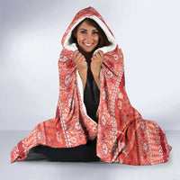 Hawaiian Hibiscus Honu Hooded Blanket Red Mele Kalikimaka Palaka Spirit - Polynesian Pride
