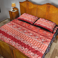 Hawaiian Hibiscus Honu Quilt Bed Set Red Mele Kalikimaka Palaka Spirit - Polynesian Pride