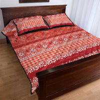 Hawaiian Hibiscus Honu Quilt Bed Set Red Mele Kalikimaka Palaka Spirit - Polynesian Pride