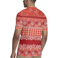 Hawaiian Hibiscus Honu Rugby Jersey Red Mele Kalikimaka Palaka Spirit LT9 - Polynesian Pride