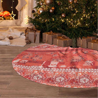 Hawaiian Hibiscus Honu Tree Skirt Red Mele Kalikimaka Palaka Spirit - Polynesian Pride