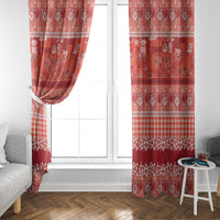 Hawaiian Hibiscus Honu Window Curtain Red Mele Kalikimaka Palaka Spirit - Polynesian Pride