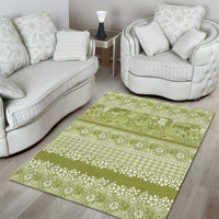 Hawaiian Hibiscus Honu Area Rug Sage Green Mele Kalikimaka Palaka Spirit - Polynesian Pride